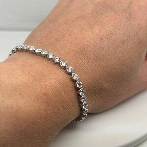 14K White Gold Natural Diamond Tennis Bracelet, apprx 10ct of Diamonds, 7inches